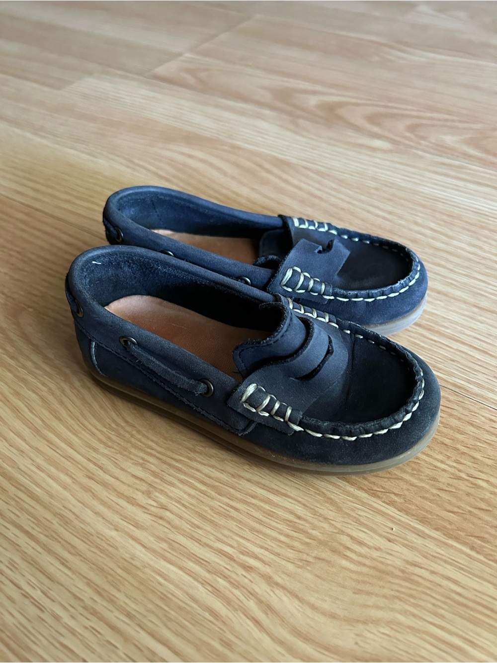 Zara Blue Suede Penny Loafers Toddler 22/6-6.5